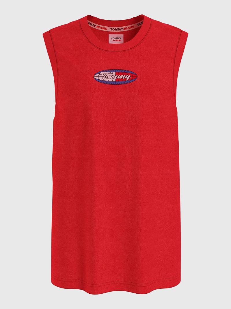 Férfi Tommy Hilfiger Surf globe logo tank Póló Piros | HU 860AHK